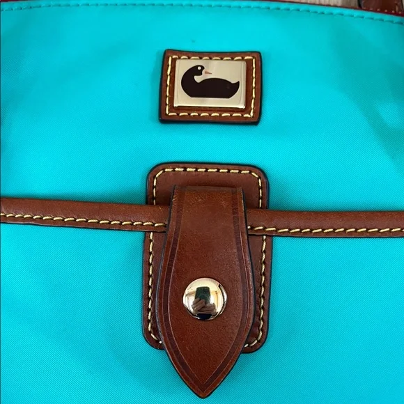 Dooney & Bourke Aqua and Brown Tote - Picture 2 of 8